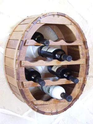Produktbild von DanDiBo Weinregal Holz Wand Weinfass für 12 Flaschen Braun gebeizt Flaschenständer für die Wandmontage Wandregal zum aufhängen Flaschenregal