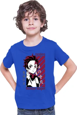 Produktbild von Kinder T-Shirt Demon Anime Slayer Kimetsu No Yaiba Tanjiro Kamado 009, 5-6 Jahr - 116 / Blau