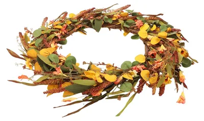 Produktbild von Herbstkranz für die Haustür, künstlicher Landhaus-Herbstkranz mit Wildblumen für drinnen und draußen, festliche Dekoration