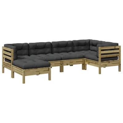 Produktbild von 6-tlg. Garten-Sofagarnitur mit Kissen Kiefernholz Imprägniert