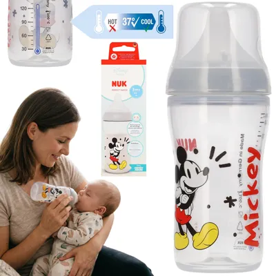Produktbild von NUK Disney Mickey Mouse Babyflasche, Anti-Kolik, Silikon-Sauger, 260 ml, ab 3 Monaten