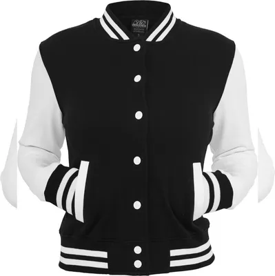Produktbild von Urban Classics Ladies 2-tone College Sweatjacket, Farbe:blk/wht, Größe:XS