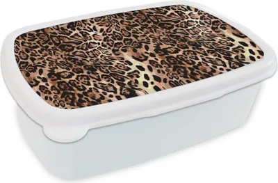 Produktbild von KitchenYeah® Lunchbox Brotzeit Brotdose 17x11 cm Tiermuster - Leopard - Design - Luxus Kinder Brotzeitdose - Lunch Box - Kinder - Sandwich-Box - Schulbox - Lunch Boxen