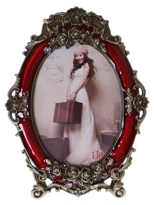 Productafbeelding van Omgoods - Luxe Rode Metalen Fotolijst met Antieke Barok Design