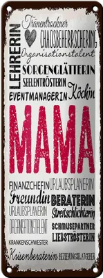 Produktbild von Blechschild  Mama Lehrerin Freundin Köchin, 27 x 10 cm, Blechschilder Seelentrösterin