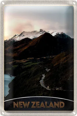 Produktbild von Blechschild Reise 20x30cm Neuseeland Gebirge Insel Stadt Straße