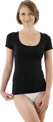 Produktbild von Damen Unterhemd schwarz Kurzarm Micromodal