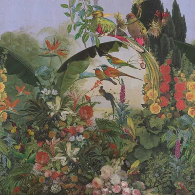 Produktbild von Fototapete 561319 Tapete Blumen Floral 300 x 300 cm Rasch Barbara Home Collection III Rot Grün
