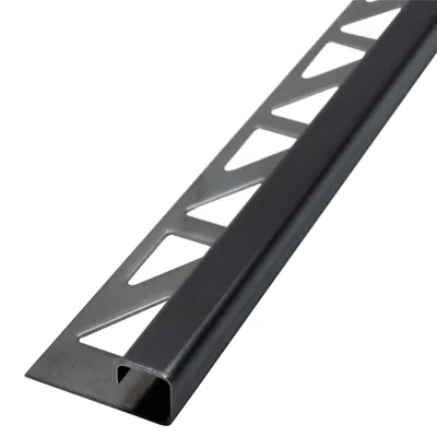 Produktbild von Dalsys Fliesenschiene Eckprofil 2,5m x 10mm Edelstahl schwarz gebürstet - Quadratprofil Fliesenabschlussprofil Fliesenprofil Abschlussleiste