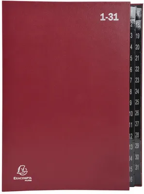 Produktbild von Exacompta Pultordner Ordnungsmappe 32 Fächer Register 1-31 DIN A4 Rot