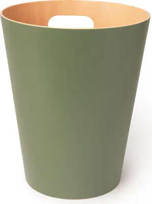 Produktbild von Umbra Woodrow Abfalleimer, Abfall Eimer, Abfallkorb, Papierkorb, Holz, Natur / Tannengrün, 7.5 L, 082780-1095