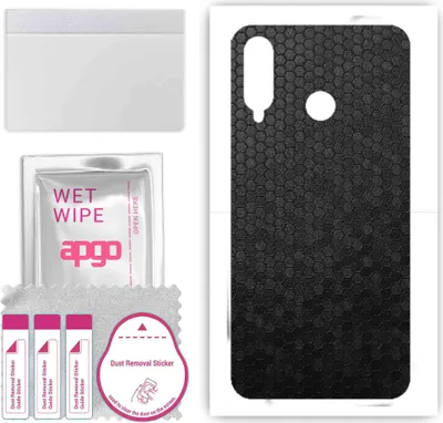 Produktbild von apgo Rückseite Schutzfolie, Skin, kompatibel mit Huawei P30 lite, Hinten Displayschutzfolie aus Vinylfolie, kratzfest, einfache Montage - Schwarze Honigwabe