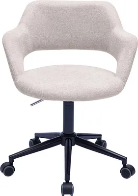 Produktbild von Miliboo - Bürostuhl mit Rollen aus Design-Stoff in beigem samtigem Textureffekt und schwarzem Metall JESSY