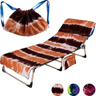 Produktbild von Lounge Chair-Abdeckungen, Mikrofaser-Strandtuch-Abdeckung mit Aufbewahrungstaschen für Pool-Sonnenliege Hotel Garden,75cm×210cm,Braun