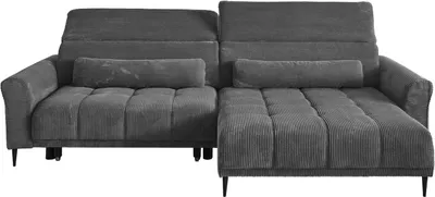 Produktbild von Ecksofa - 277 x 179 cm - Dunkelgrau - Cord - elektr. Sitztiefenverstellung