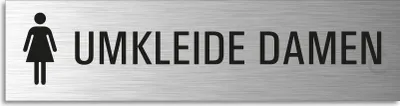 Produktbild von Türschild Umkleide Damen Hinweisschild mit Piktogramm Aluminium Edelstahloptik 160x40 mm selbstklebend