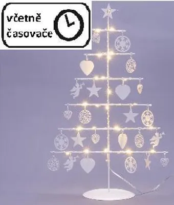 Zdjęcie produktu dla Ozdobne choinkowe metalowe drzewo - białe, 25 diod LED