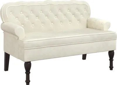 Obrázek produktu pro Lavice s opěradlem krémová 119,5 x 64,5 x 75 cm samet