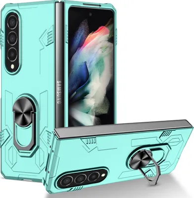 Obrázek produktu pro Galaxy Z Fold4 Pouzdro, robustní tvrdý PC, nárazuvzdorné Pouzdro s držákem prstenu a stojánkem pro Samsung Galaxy Z Fold 4 5G modré