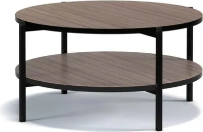 Image de Table basse ronde avec espace de rangement VILEM – marron