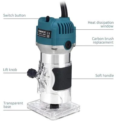 Produktbild von Handkantenfräse für Holz - Elektrische Fräsmaschine - 800 W - 30.000 U/min - Zum Gravieren - Nutenfräsen - Heimwerkerarbeiten