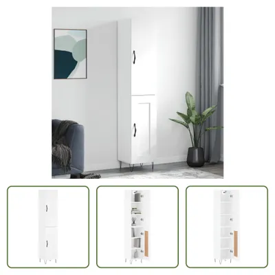Produktbild von The Living Store Highboard Weiß 34,5x34x180 cm Holzwerkstoff