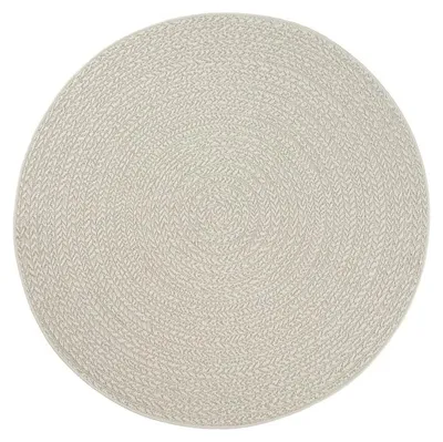 Produktbild von TapisTrend Designerteppich Creme 160 cm rund Moderner Jute Teppich in Flechtoptik mit konzentrischem Ovalmuster für Wohnzimmer, Schlafzimmer und Esszimmer