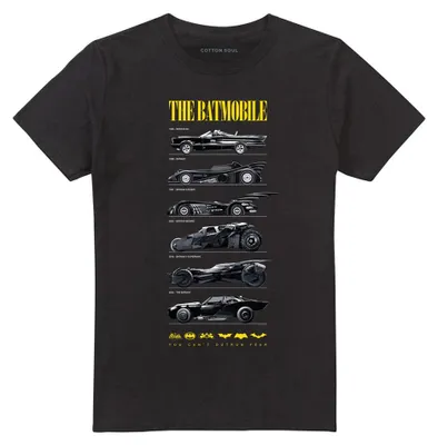 Image de T-shirt unie pour adultes, motif "Dark Batmobile", célébrant le 85e anniversaire de Batman, référence TV40897 (taille XL), couleur noire