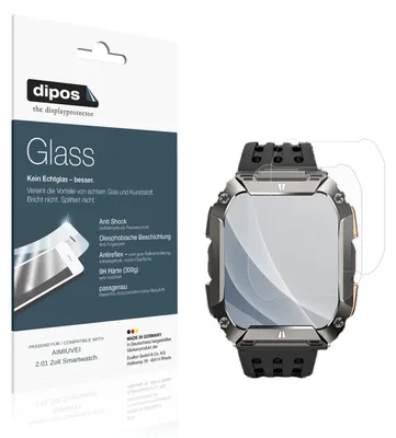 Produktbild von 2x Schutzfolie für AIMIUVEI 2.01 Zoll Smartwatch matt - Anti-Shock 9H Folie dipos Glass Kunststoffglas