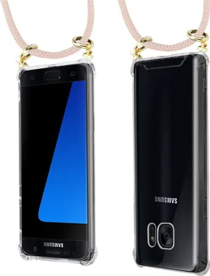 Zdjęcie produktu dla Etui Cadorabo do Samsung Galaxy S7 z różowym łańcuszkiem na telefon komórkowy, silikonowe etui z odpinanym sznurkiem