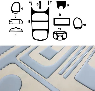 Image de Décoration intérieure Cockpit pour Peugeot 206 1998-2009 aspect aluminium 11pcs