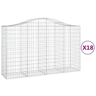 Produktbild von Gabionen mit Hochbogen 18Stk. 200x50x120/140cm Verzinktes Eisen