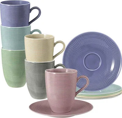 Produktbild von Seltmann Weiden Beat Bunt Becher + Untertasse 6er Set
