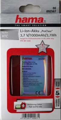 Produktbild von Hama 00092567, Lithium-Ion (Li-Ion), 1000 mAh, 3.7 V, 25 g, Schwarz, Weiß