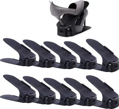 Produktbild von 30x Verstellbarer Schuhstapler Schuhe Organizer Schuhorganizer Shoe Rack Schuhbox Schuhregal Schwarz