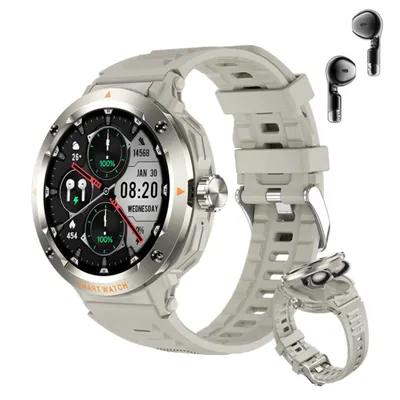 Obrázek produktu pro ZELURXX Smartwatch Bluetooth sluchátka 2 v 1 Fitness hodinky Tepová frekvence Spánek Hudba TWS NFC Multisport APP Connection Vícejazyčná šedá