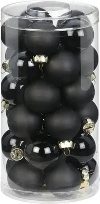 Produktbild von Weihnachtskugeln Glas 4cm, 30 Stück, Farbe:schwarz opal / matt