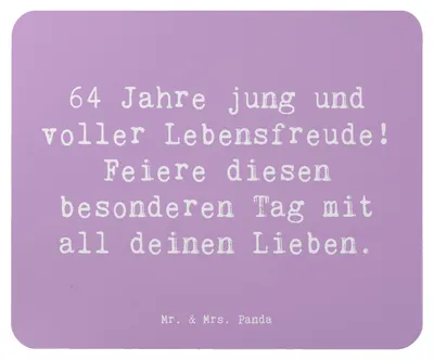 Produktbild von Mr. & Mrs. Panda Mouse Pad Spruch 64. Geburtstag Freude - Lavendeltraum - Geschenk, computer mousepad, Meilenstein, Mauspad, Alter, mousematte, laptop, besonderer Tag