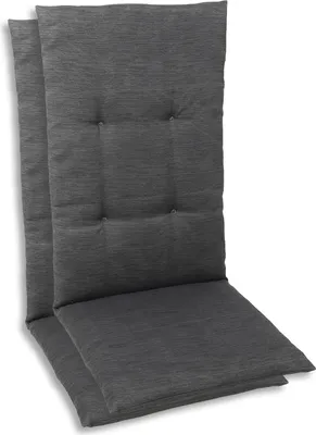 Produktbild von GO-DE Textil, Sesselauflage Hochlehner, 2er Set, Farbe: grau, Maße: 118 cm x 48 cm x 5 cm, Rueckenhoehe: 70 cm