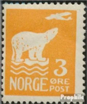 Produktbild von Briefmarken Norwegen 1925 Mi 110 postfrisch Nordpolflug Eisbär Flugzeug
