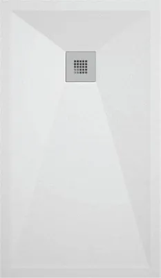 Produktbild von Mineralguss-Duschwanne extra flach ONDA Schieferoptik WEIß 70x120 cm Ablaufschutz in Chrom