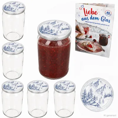 Zdjęcie produktu dla Zestaw 6 słoików do konserwowania, pojemność 720 ml, z pokrywkami TO82 i zeszytem przepisów