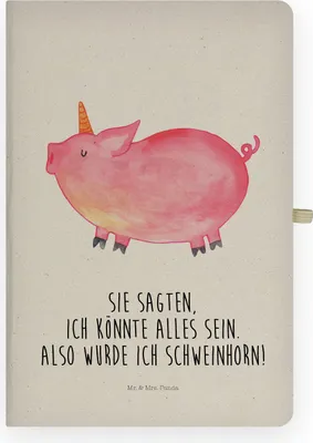 Produktbild von Mr. & Mrs. Panda Journal Einhorn Schwein - Transparent - Geschenk, Tagebuch, notizbuch, Kladde, Spruch, Einhörner, Adressbuch, Bauer, Skizzenbuch, Unicorn