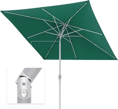 Produktbild von paramondo interpara Sonnenschirm, 3 x 3 m, quadratisch, grün, Gestell, silber knickbar, Kurbelbedienung, Alu-Mast & Air Vent | Balkonschirm & Gartenschirm | Kurbelschirm
