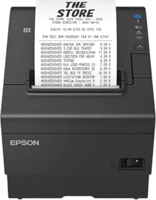 Produktbild von Epson TM-T88VII (132): USB, Ethernet, PoweredUSB, Black, Thermodruck, POS-Drucker, 180 x 180 DPI, 500 mm/sek, 1,41 x 3,39 mm, Text, Grafik, Barcode, 2D-Strichcode