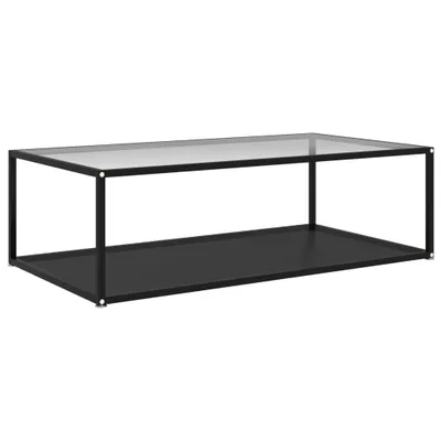 Image de Table basse transparente et noire 120x60x35 cm verre trempé