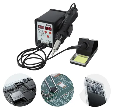 Produktbild von Entlötstation, 750W Leistung, 220V Spannung, 8 Luftgeschwindigkeitsstufen, 200-480°C Lötkolben Temperaturbereich, 100-480°C Heißluftpistole Temperaturbereich