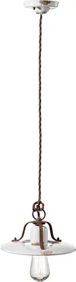 Produktbild von Hängeleuchte Keramik Metall E27 rund Ø 25 cm Weiß Shabby Antik Vintage Keramikleuchte