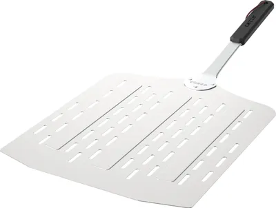 Produktbild von Cozze® Pizzaschaufel, hitzestabiler Pizzaschieber, passend für 17 Pizzaöfen, 75 x 35 x 3 cm, Aluminium / Edelstahl / Kunststoff, silber"
