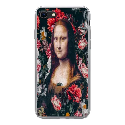 Produktbild von MuchoWow® Handyhülle Schutzhülle Hülle für iPhone SE 2022 Mona Lisa - Blumen - Da Vinci Silikon Softcase Handy Hülle - Schutzhülle